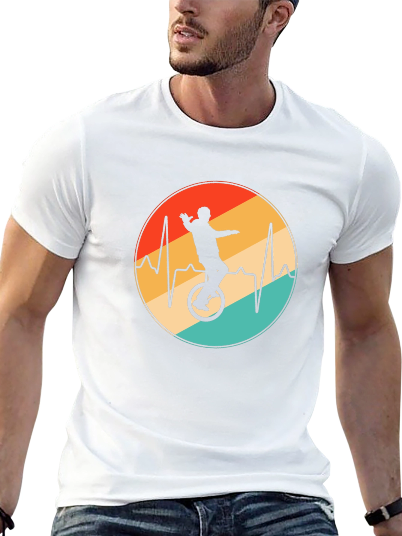 Unicycle Heartbeat Black T-Shirt