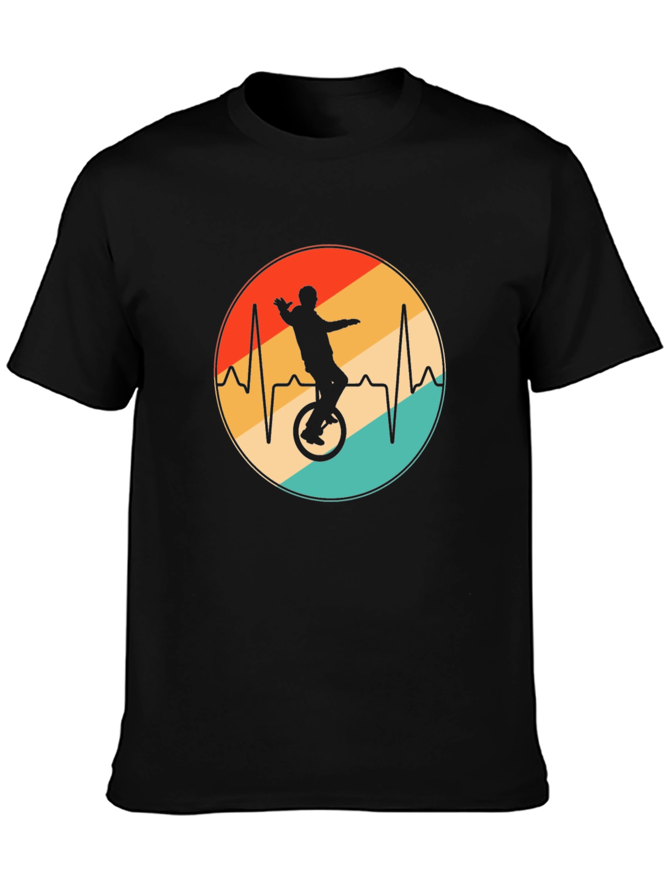 Unicycle Heartbeat Black T-Shirt