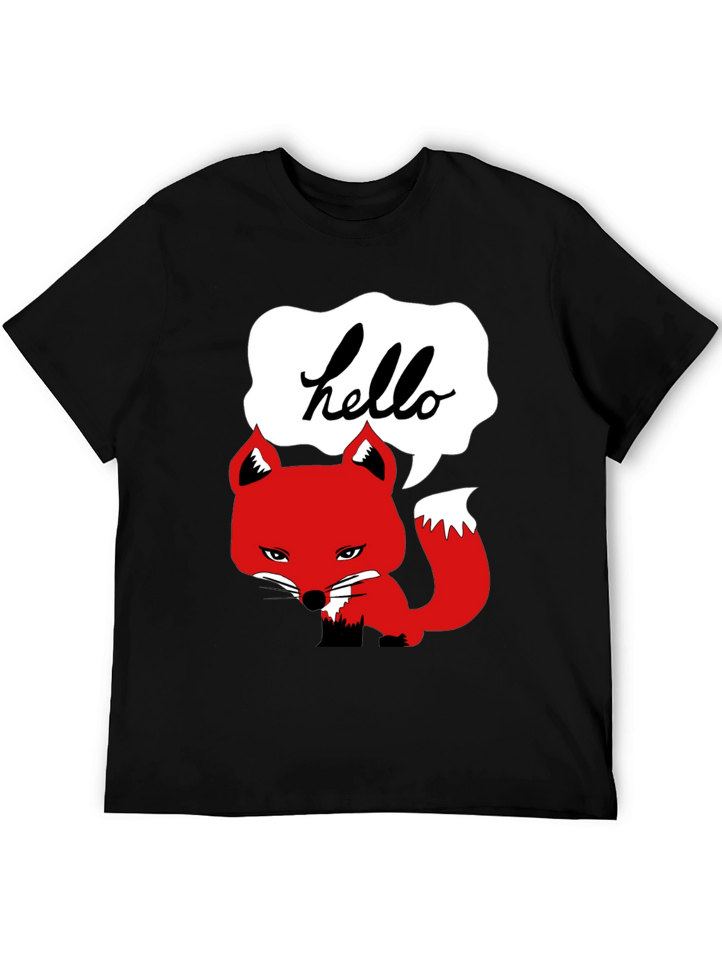 Hello Fox Graphic T-Shirt - Mens Black Tee