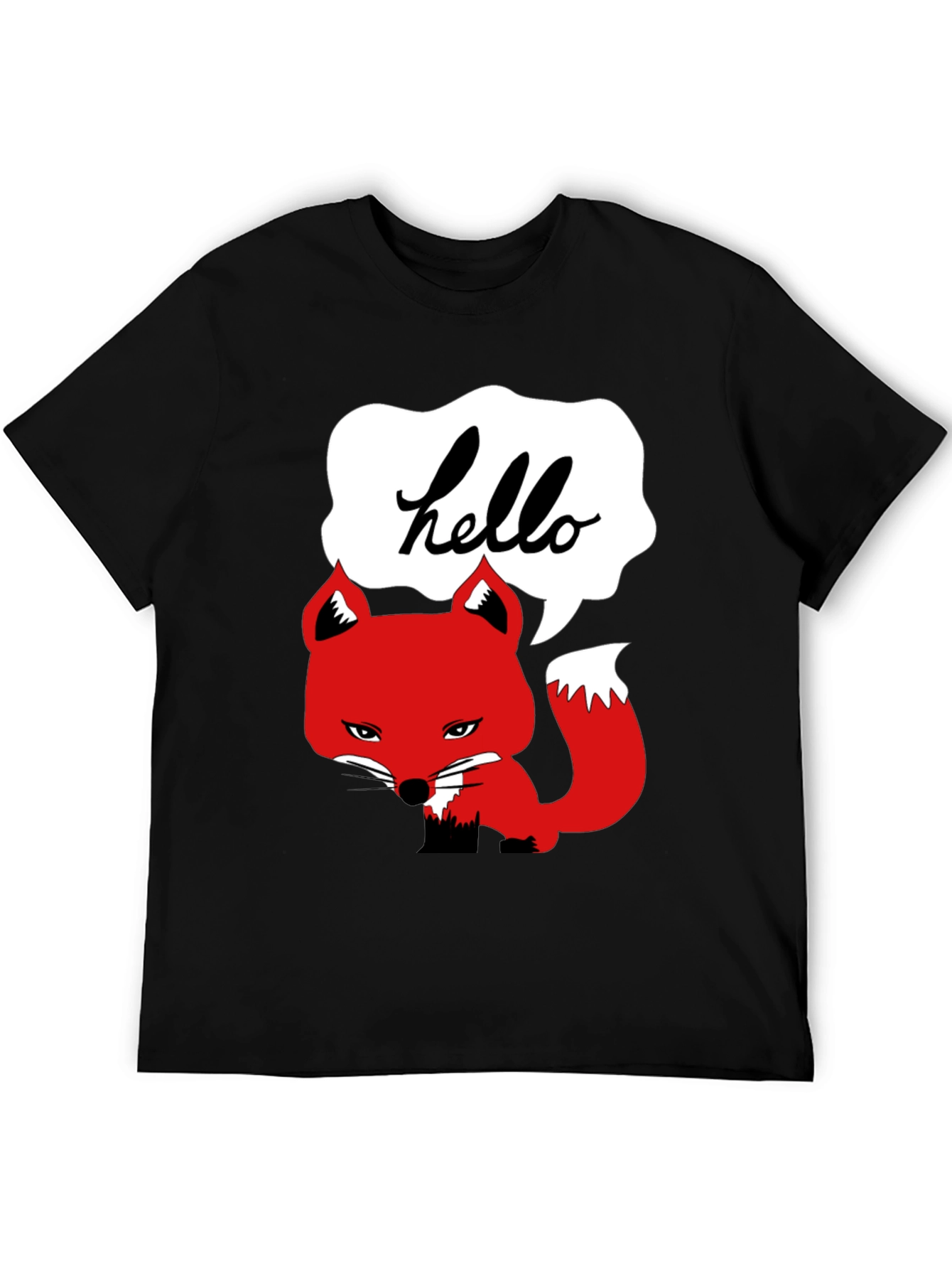 Hello Fox Graphic T-Shirt - Mens Black Tee