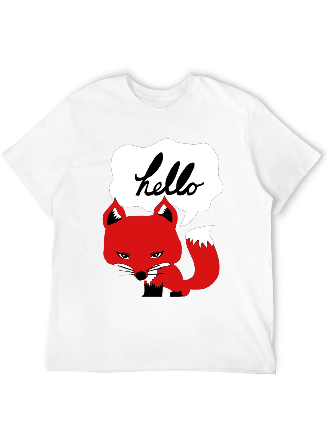 Hello Fox Graphic T-Shirt - Mens Black Tee