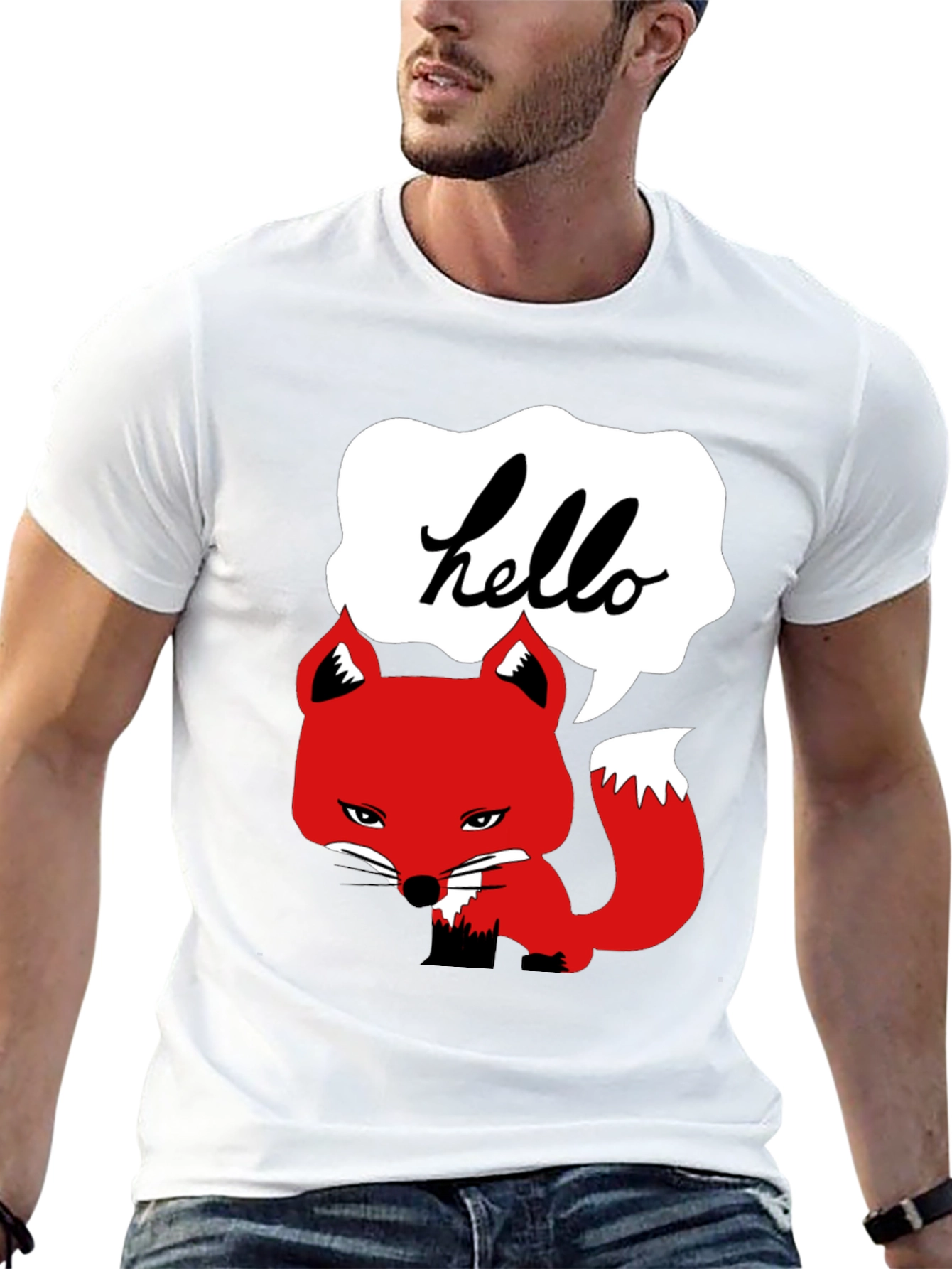 Hello Fox Graphic T-Shirt - Mens Black Tee