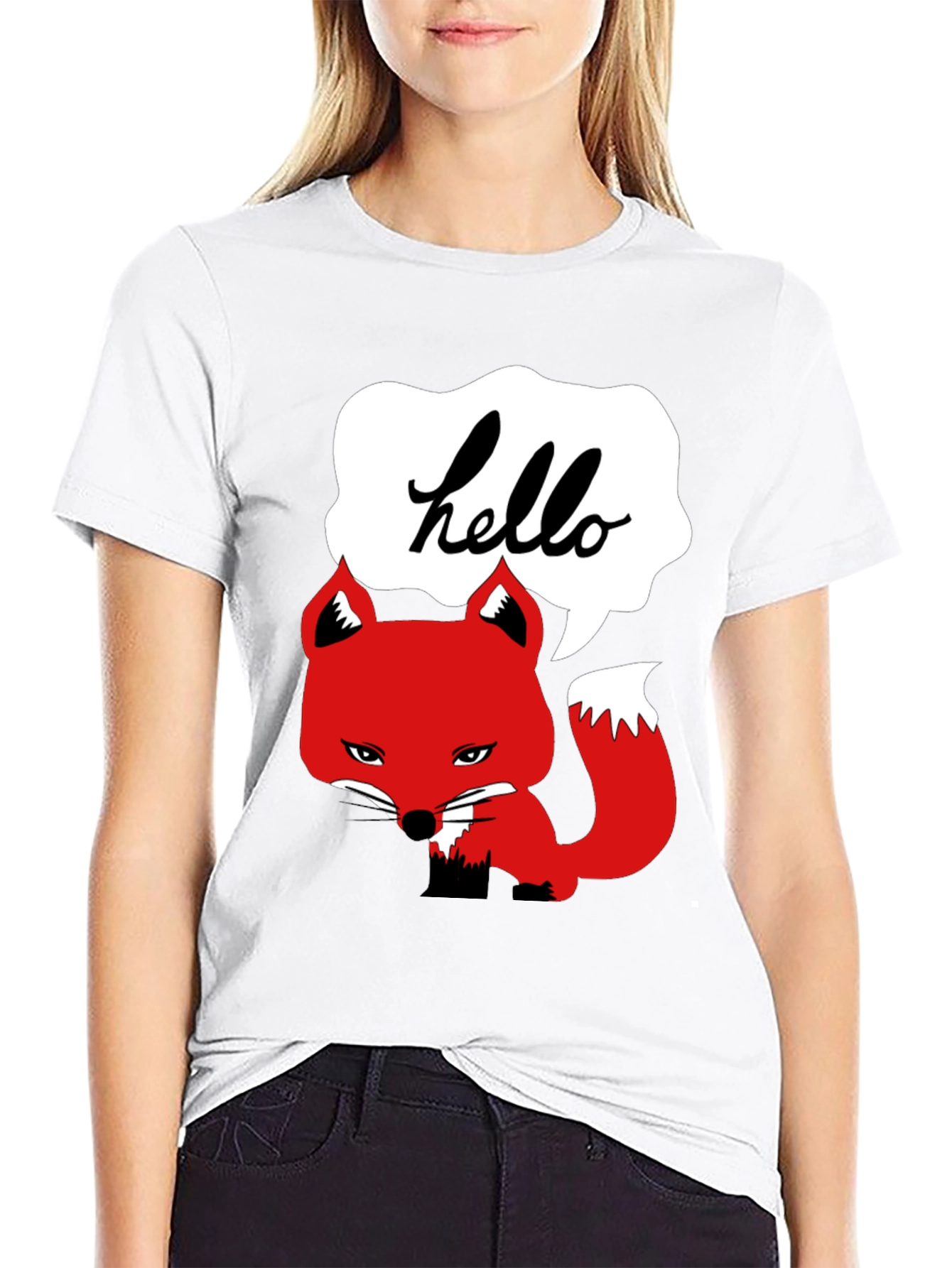 Hello Fox Graphic T-Shirt - Mens Black Tee