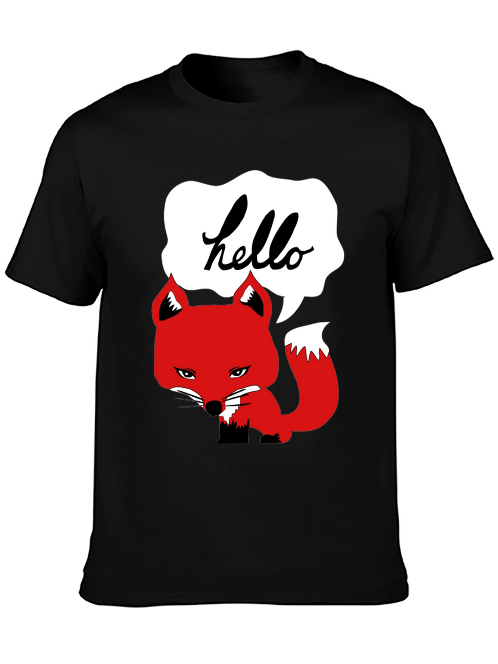 Hello Fox Graphic T-Shirt - Mens Black Tee