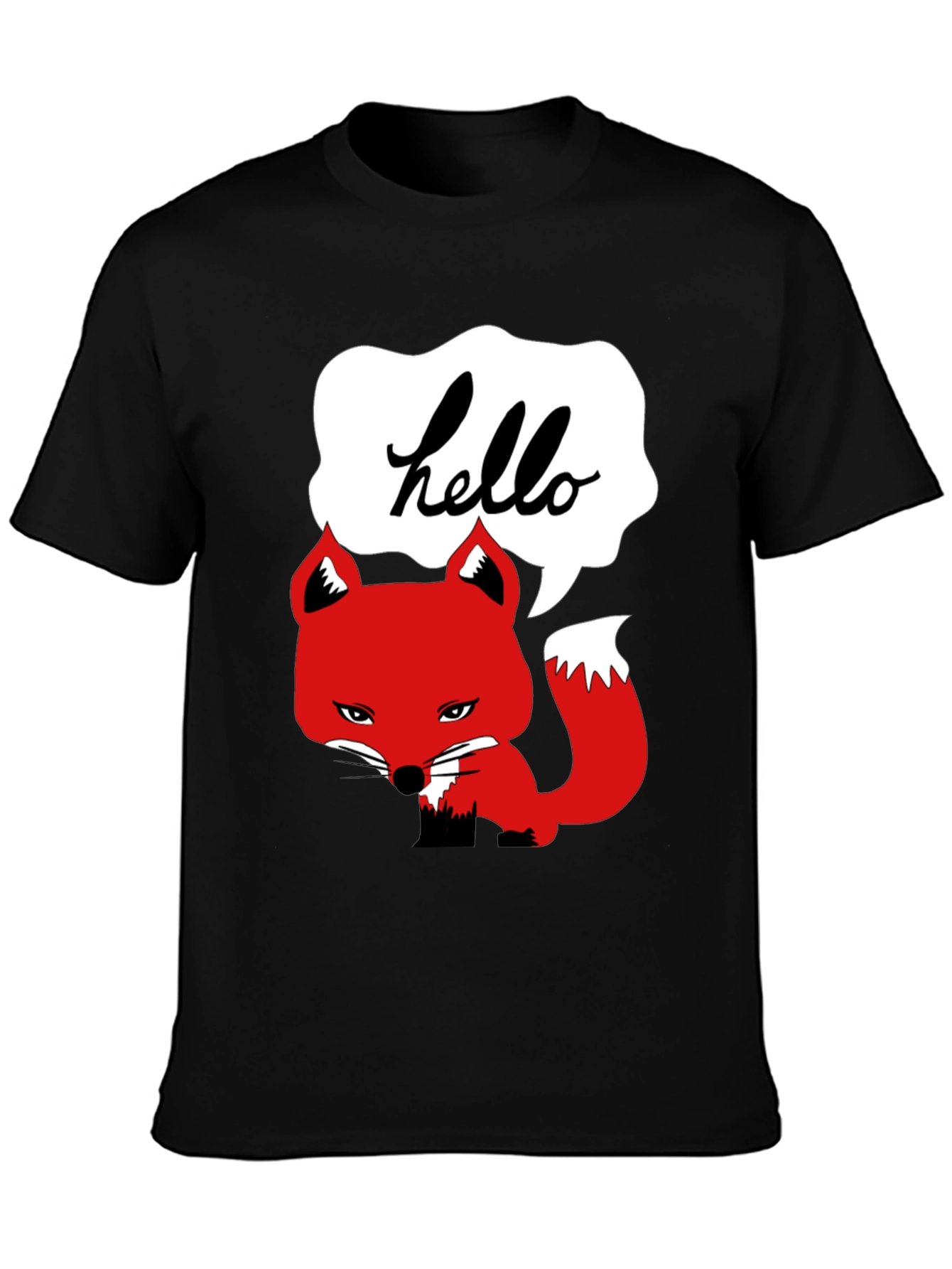 Hello Fox Graphic T-Shirt - Mens Black Tee