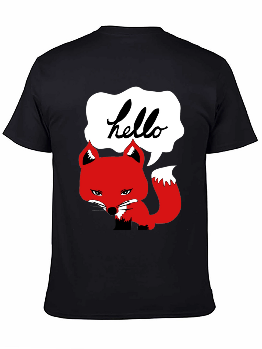 Hello Fox Graphic T-Shirt - Mens Black Tee