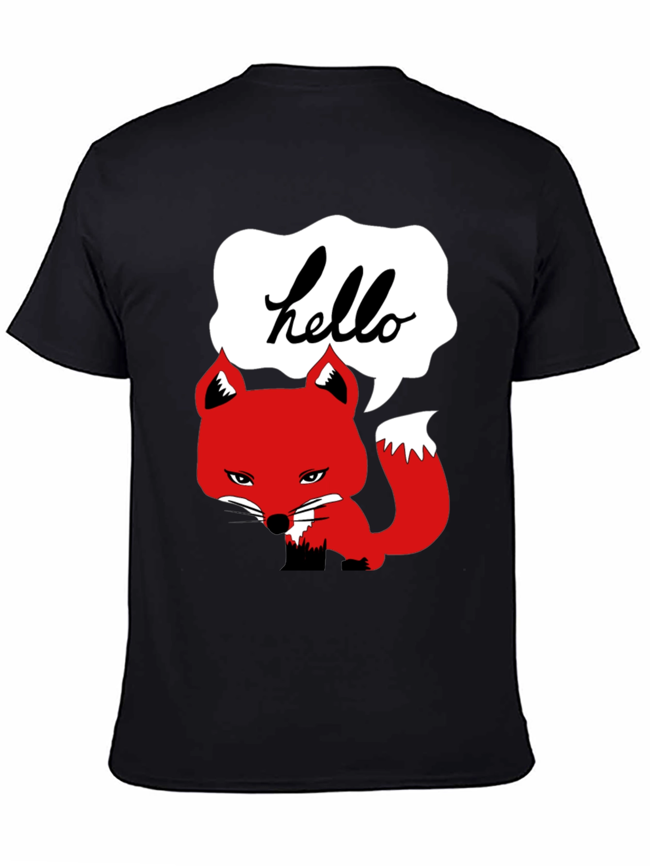 Hello Fox Graphic T-Shirt - Mens Black Tee
