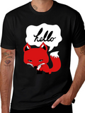 Hello Fox Graphic T-Shirt - Mens Black Tee
