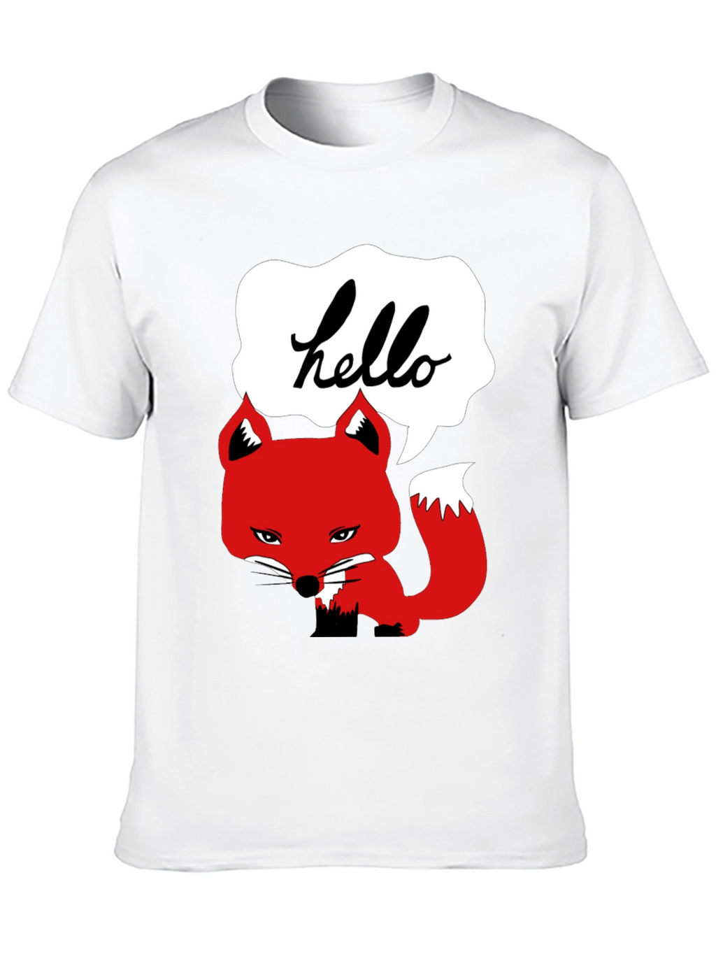 Hello Fox Graphic T-Shirt - Mens Black Tee