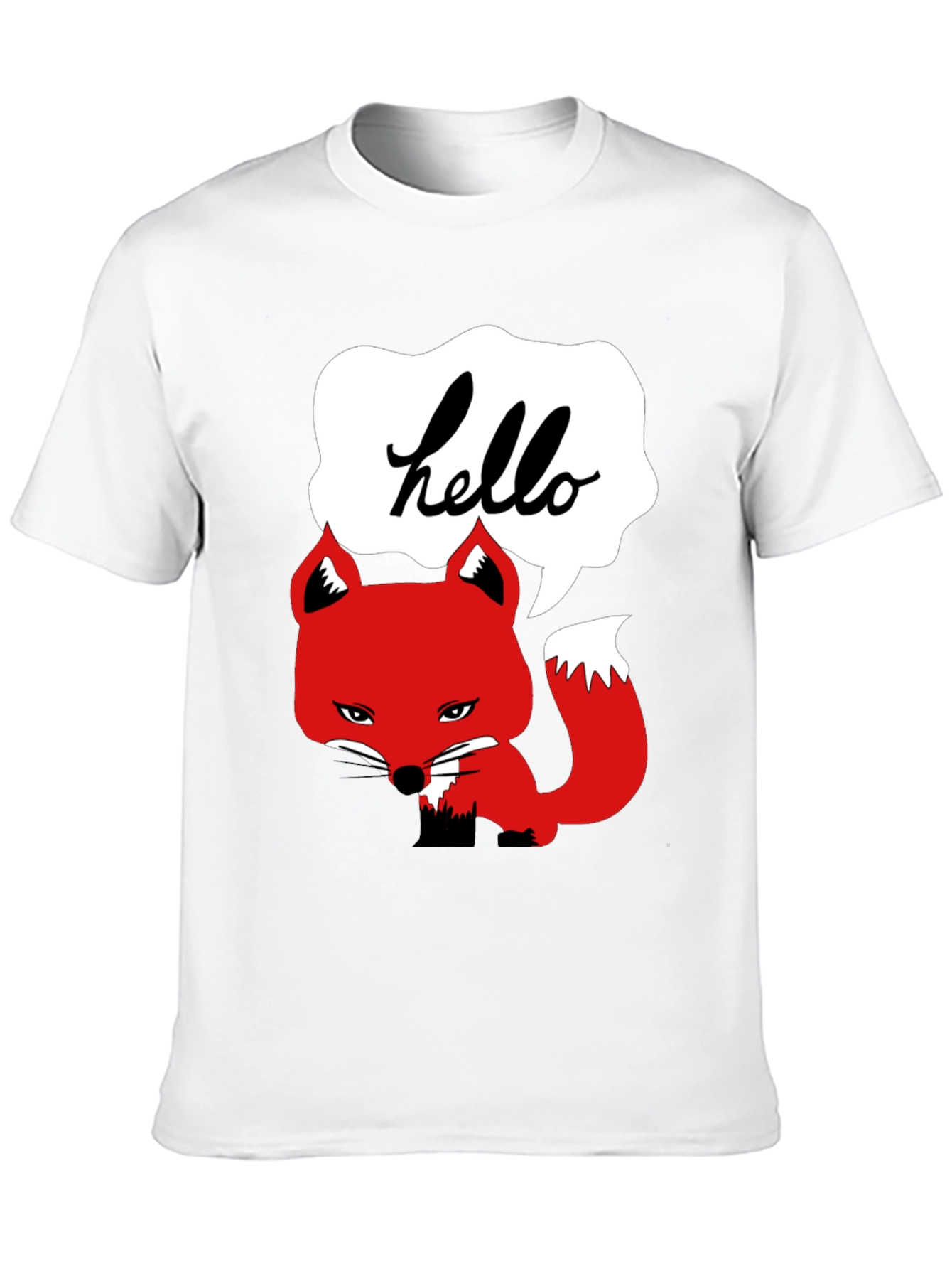 Hello Fox Graphic T-Shirt - Mens Black Tee