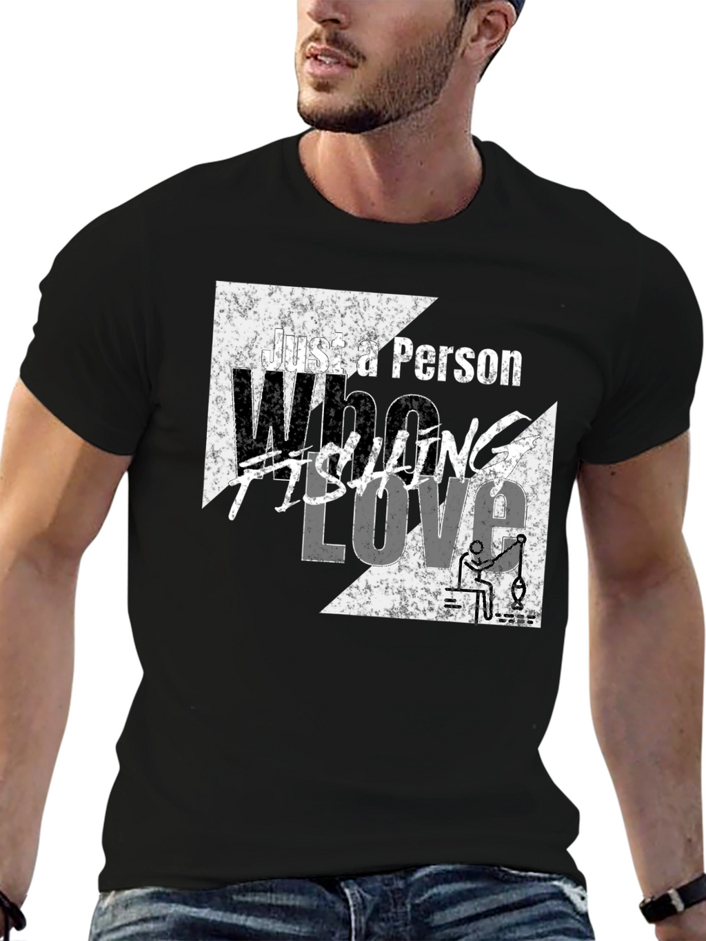 Fishing Lover Graphic Tee - Black
