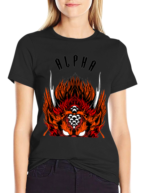 Alpha Dragon Graphic Tee - Stylish & Bold Black T-Shirt