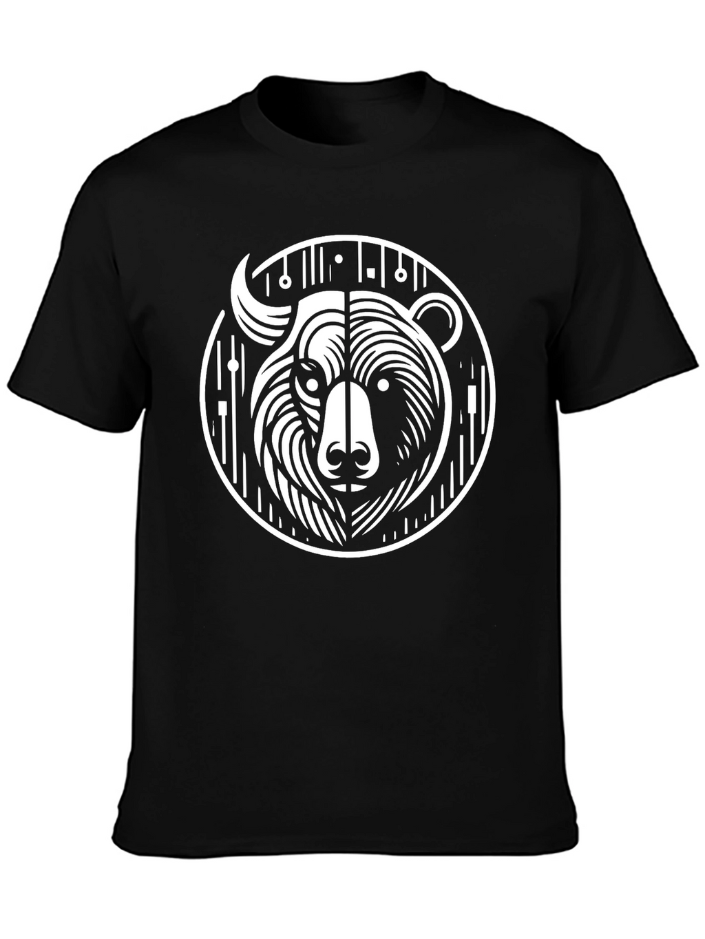 Black Graphic Tee - Abstract Bear Design