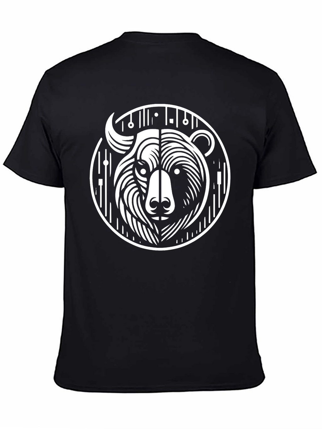 Black Graphic Tee - Abstract Bear Design