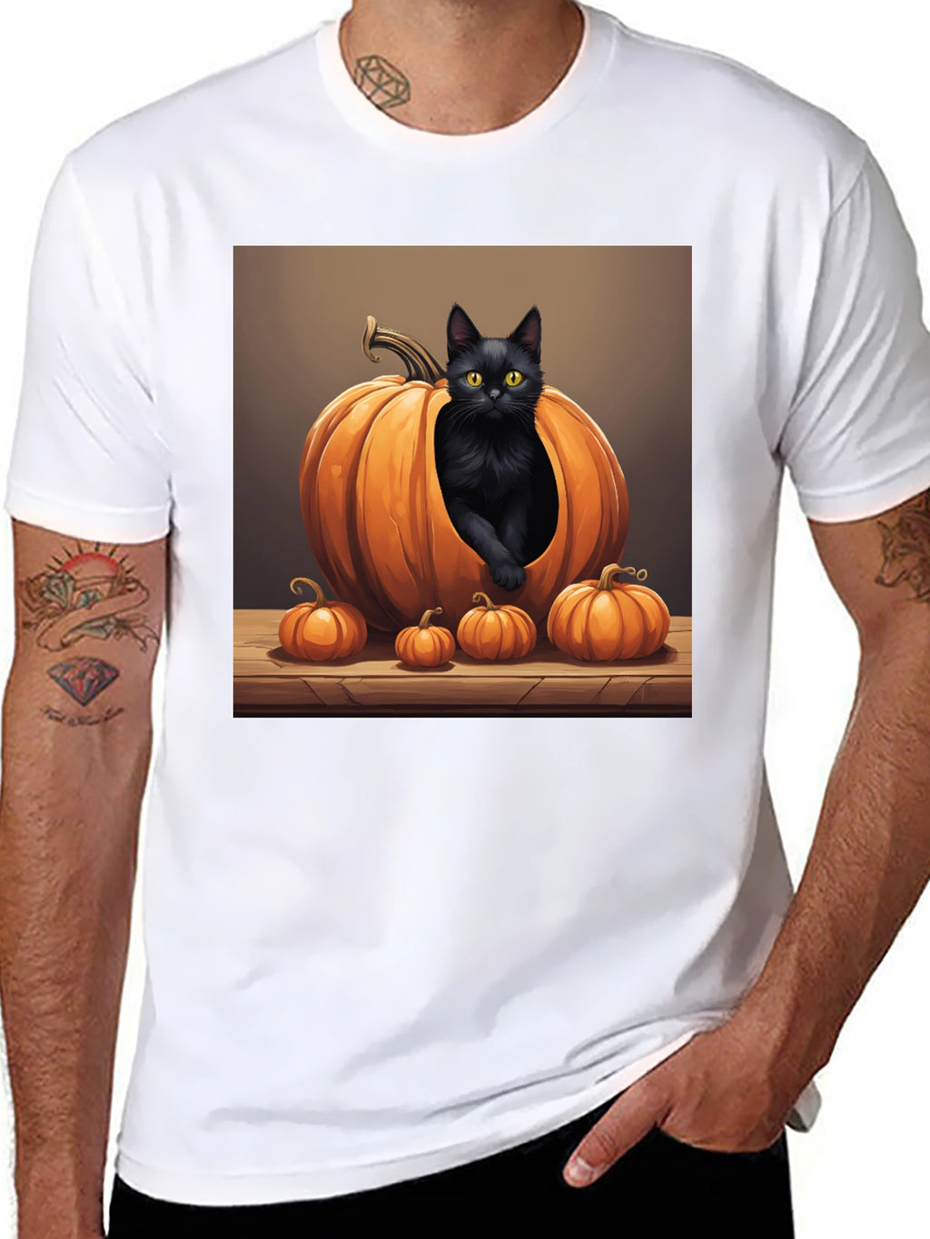 Halloween Cat Pumpkin T-Shirt