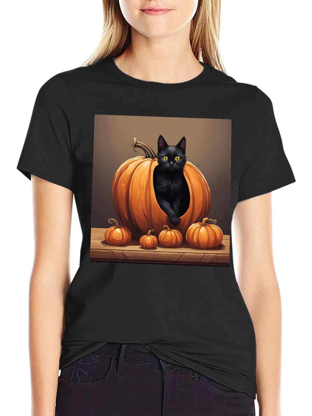 Halloween Cat Pumpkin T-Shirt