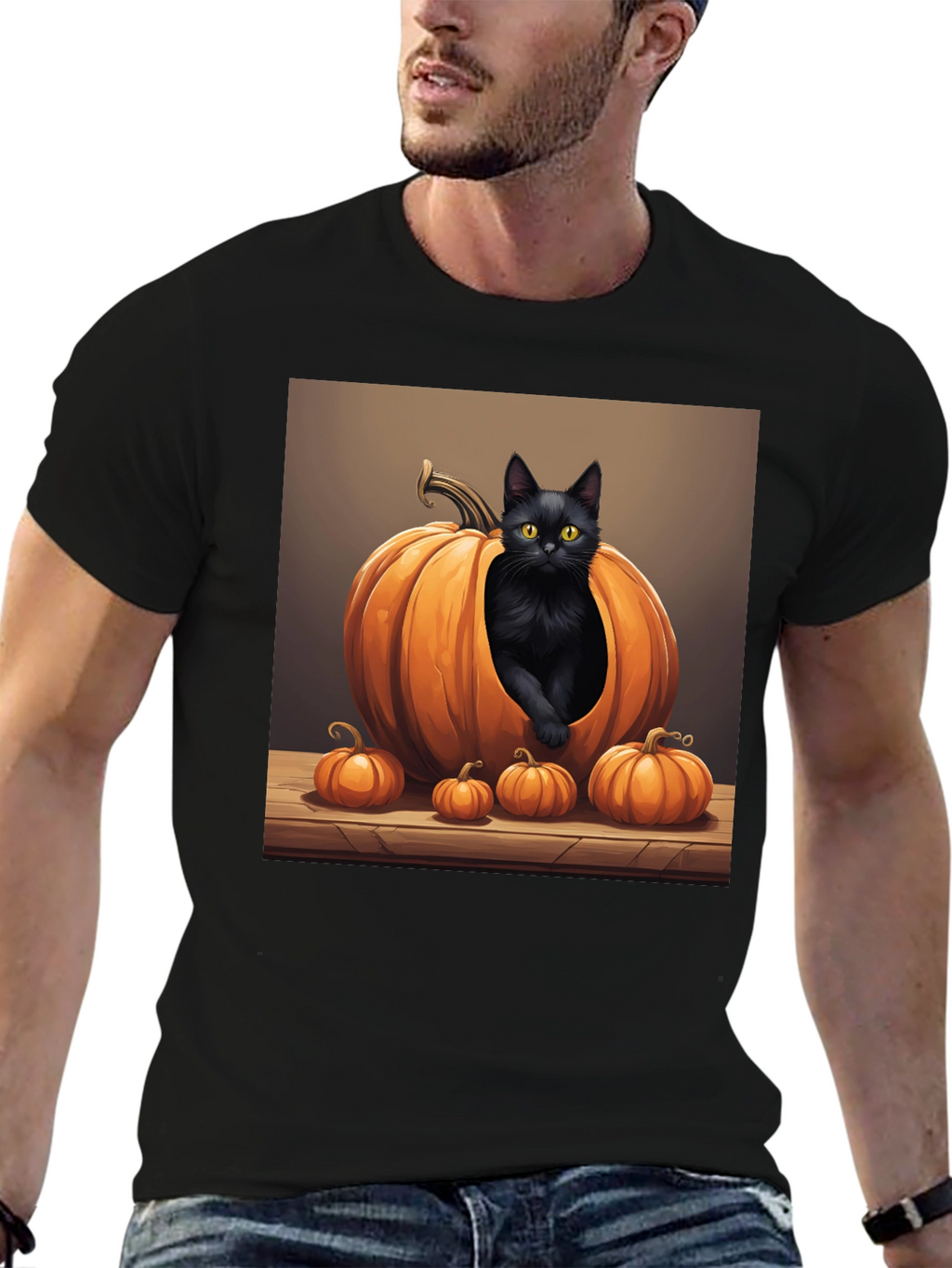 Halloween Cat Pumpkin T-Shirt
