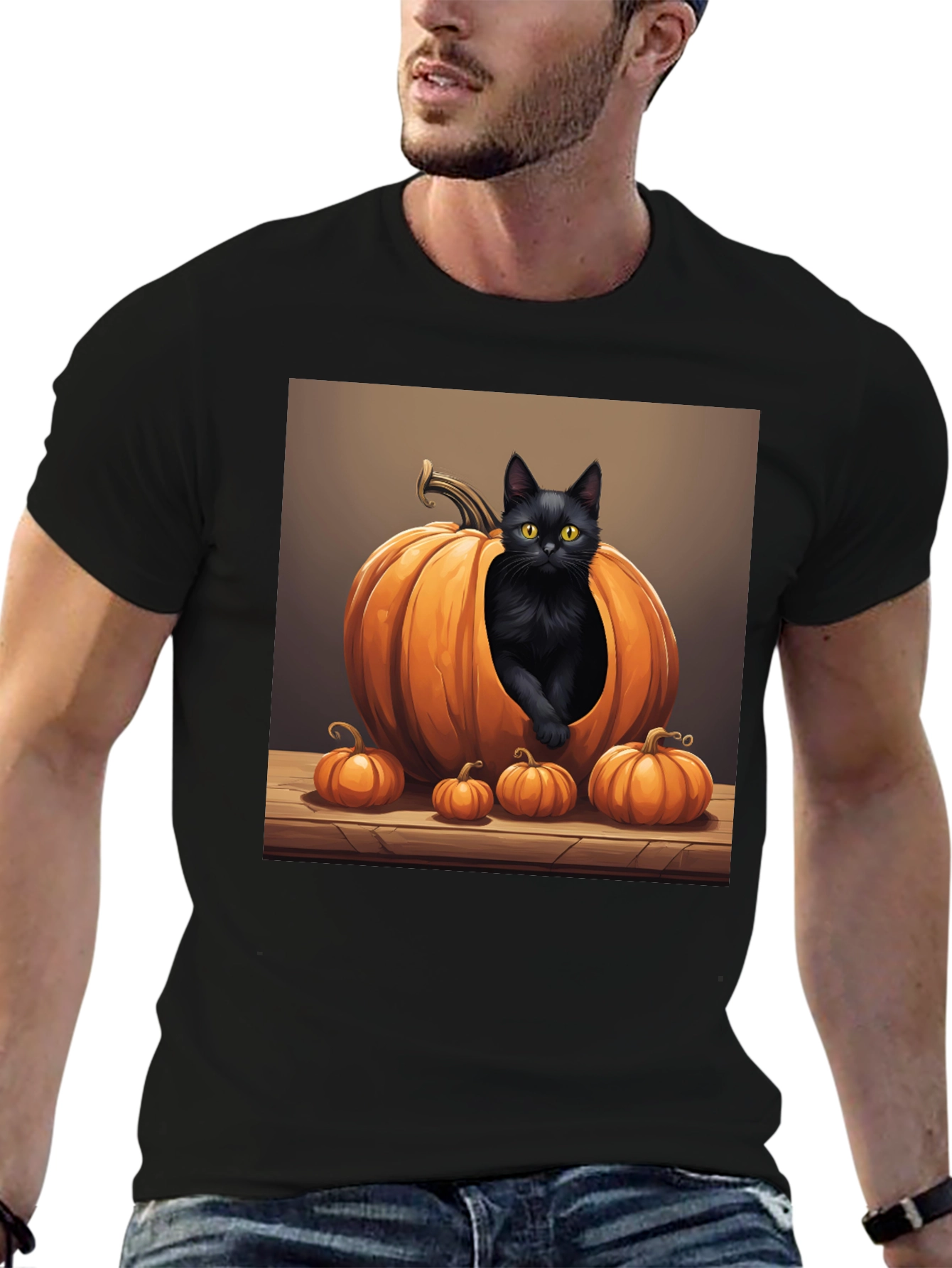 Halloween Cat Pumpkin T-Shirt