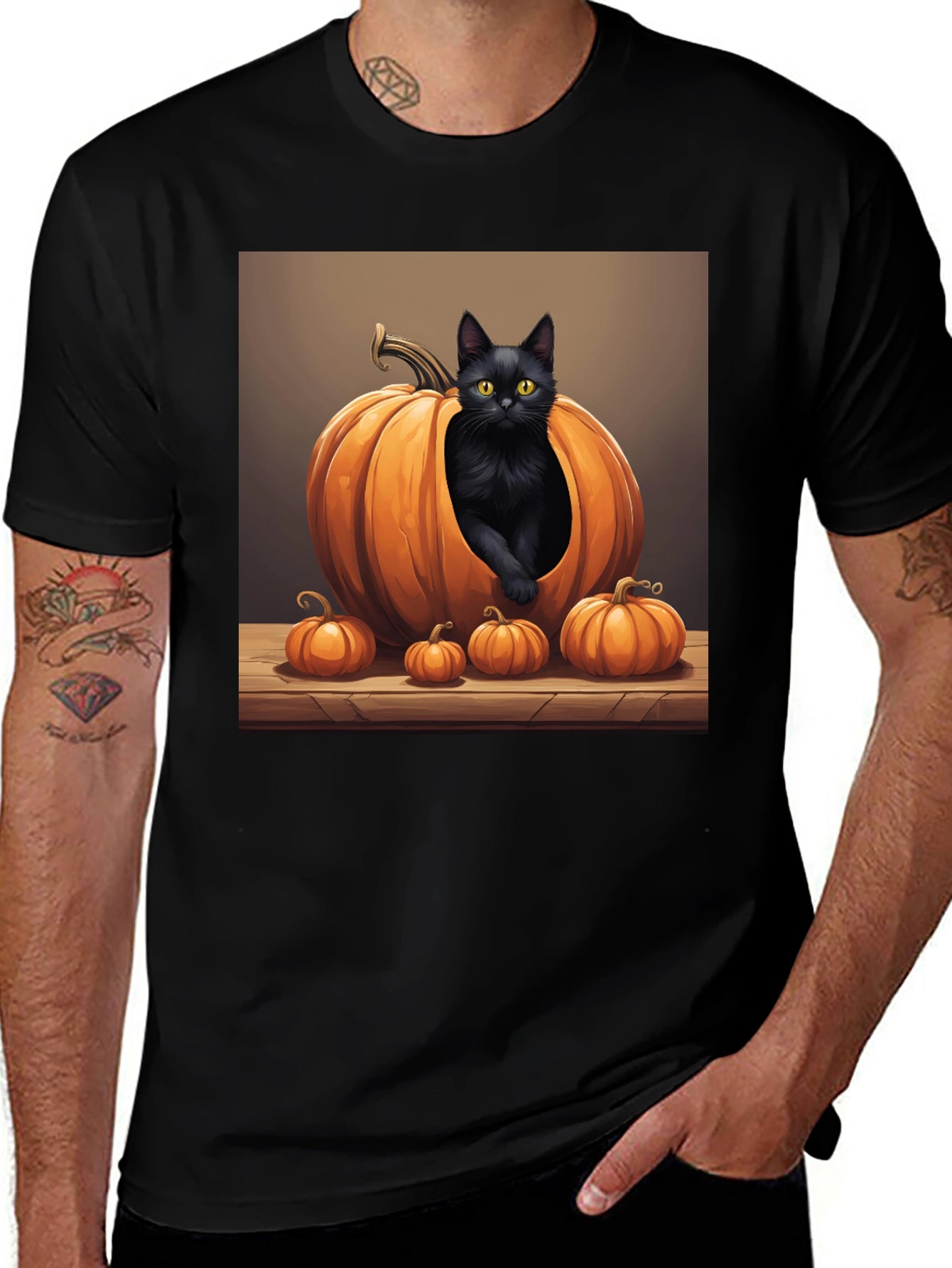 Halloween Cat Pumpkin T-Shirt