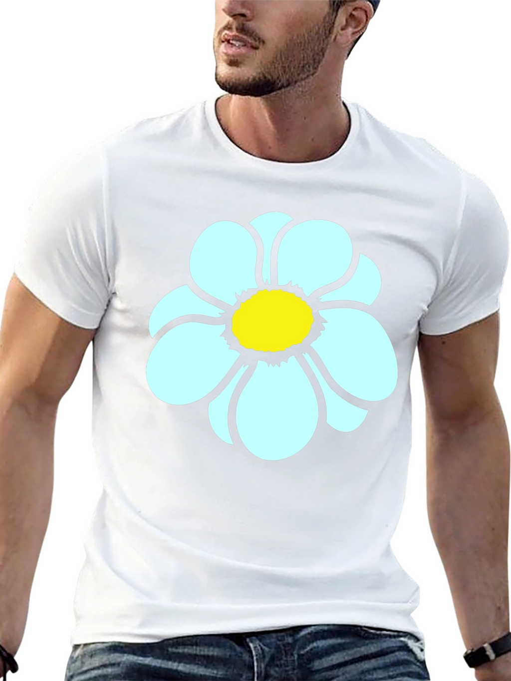 Daisy Flower Graphic Tee - Casual Black T-Shirt