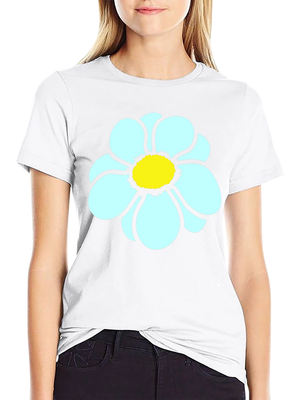 Daisy Flower Graphic Tee - Casual Black T-Shirt