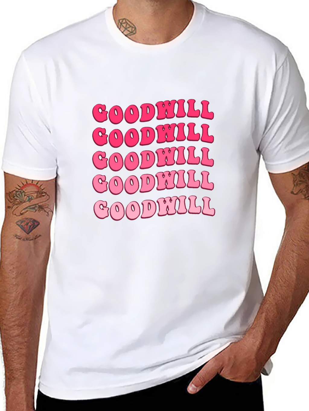 Goodwill Pink Retro Graphic T-Shirt