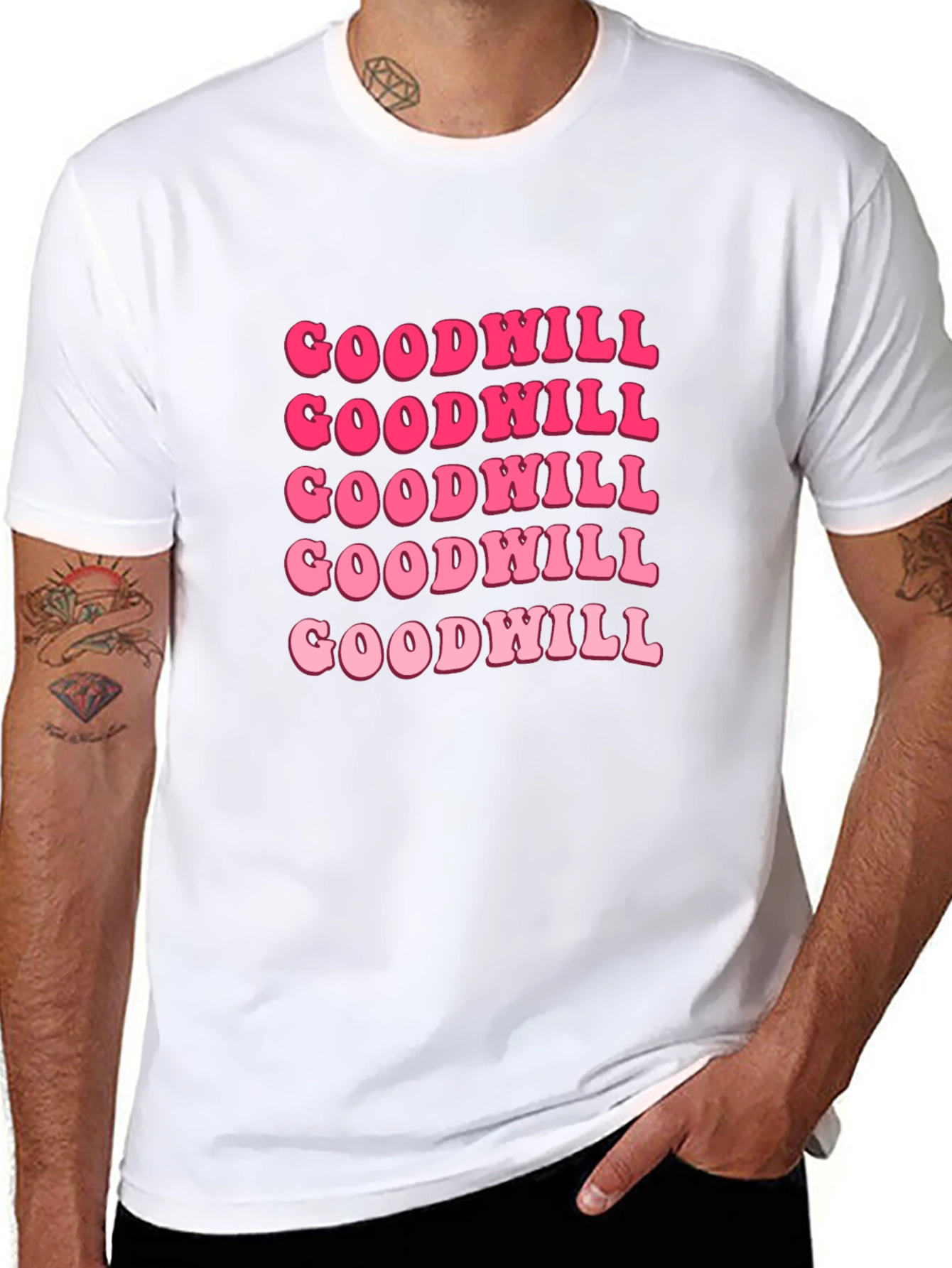 Goodwill Pink Retro Graphic T-Shirt