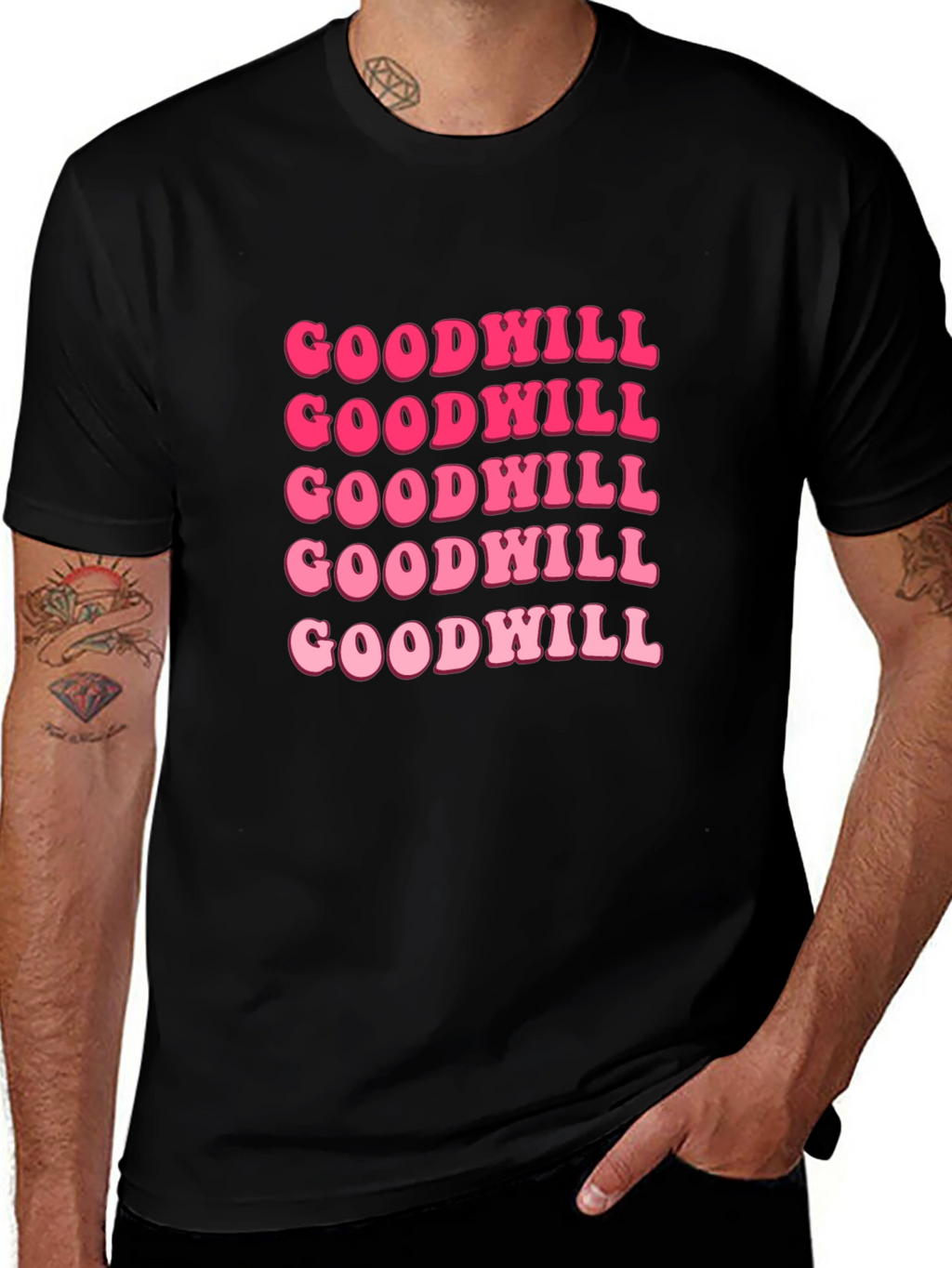 Goodwill Pink Retro Graphic T-Shirt