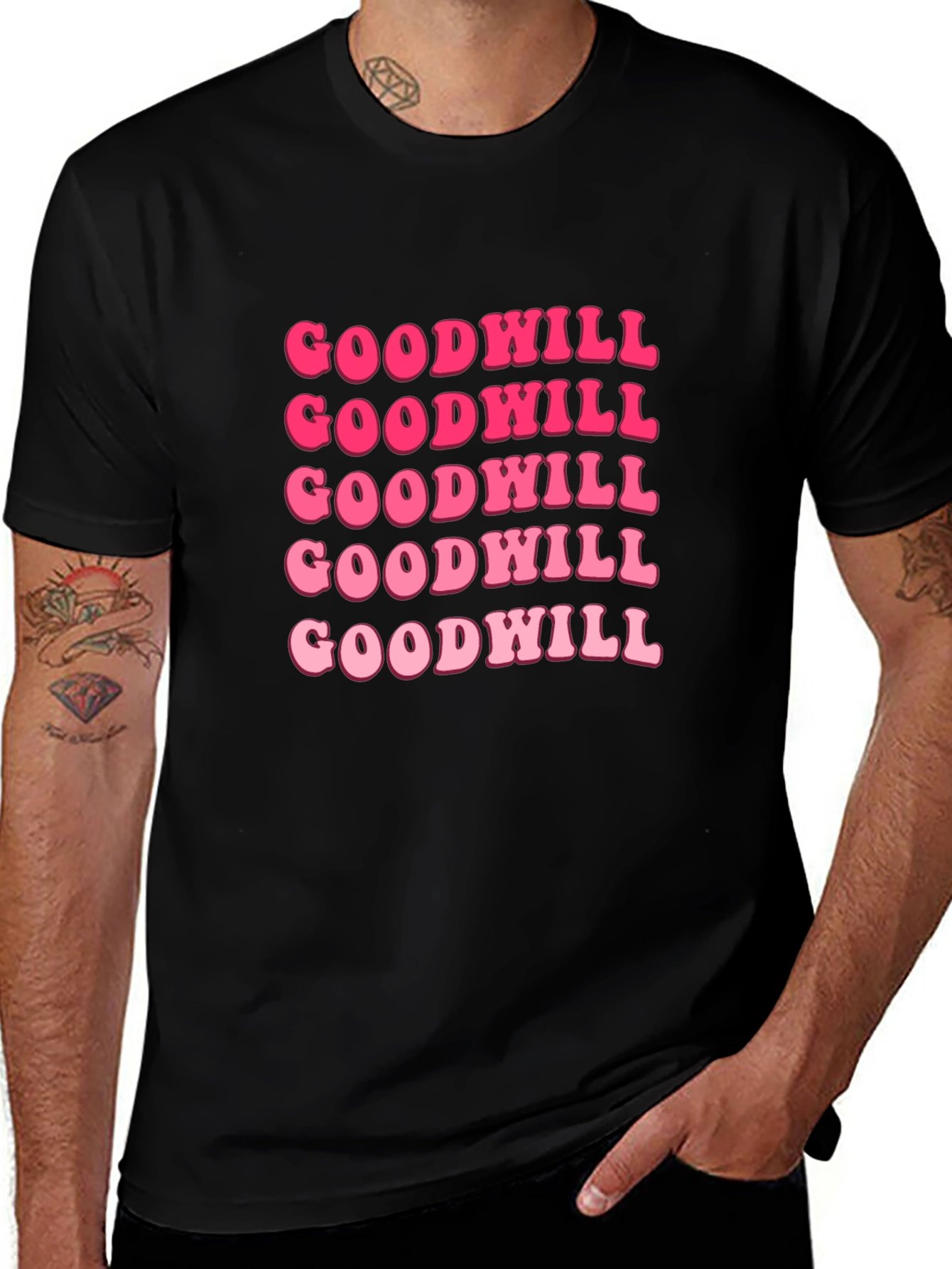 Goodwill Pink Retro Graphic T-Shirt