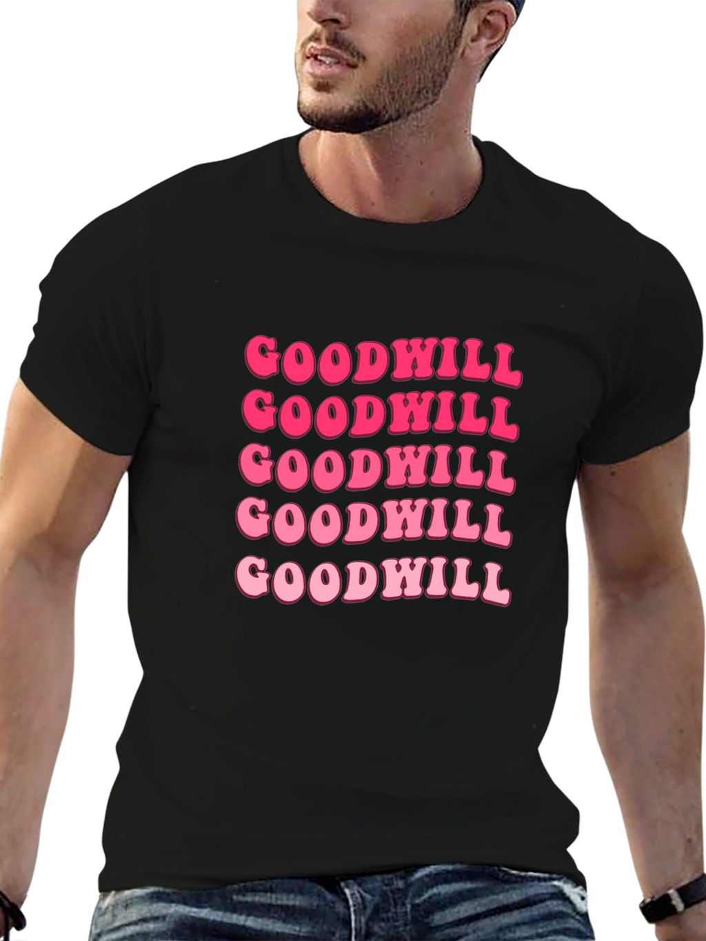 Goodwill Pink Retro Graphic T-Shirt