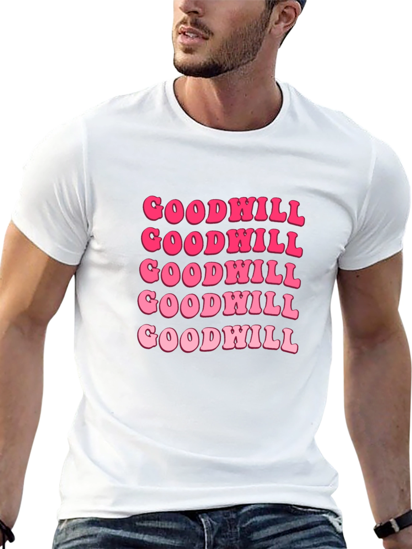 Goodwill Pink Retro Graphic T-Shirt