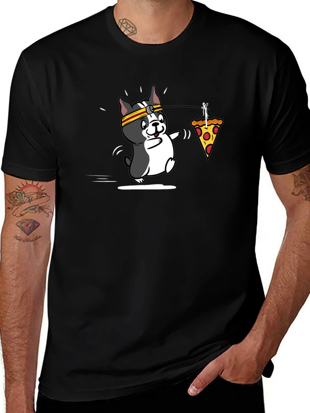 Dog Pizza Trot Black Tee