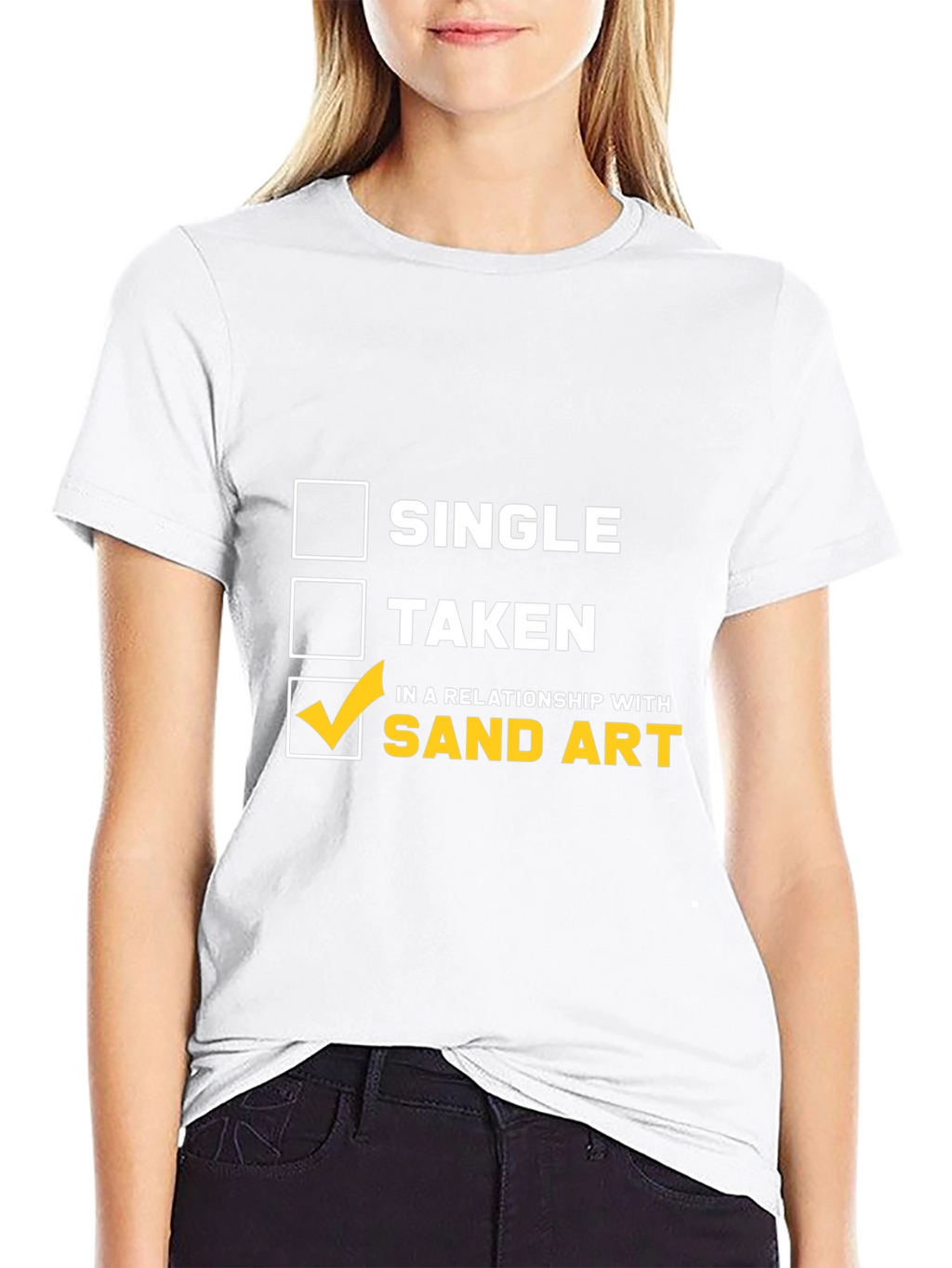 Sand Art Relationship T-Shirt: Single Taken Loving Sand Art