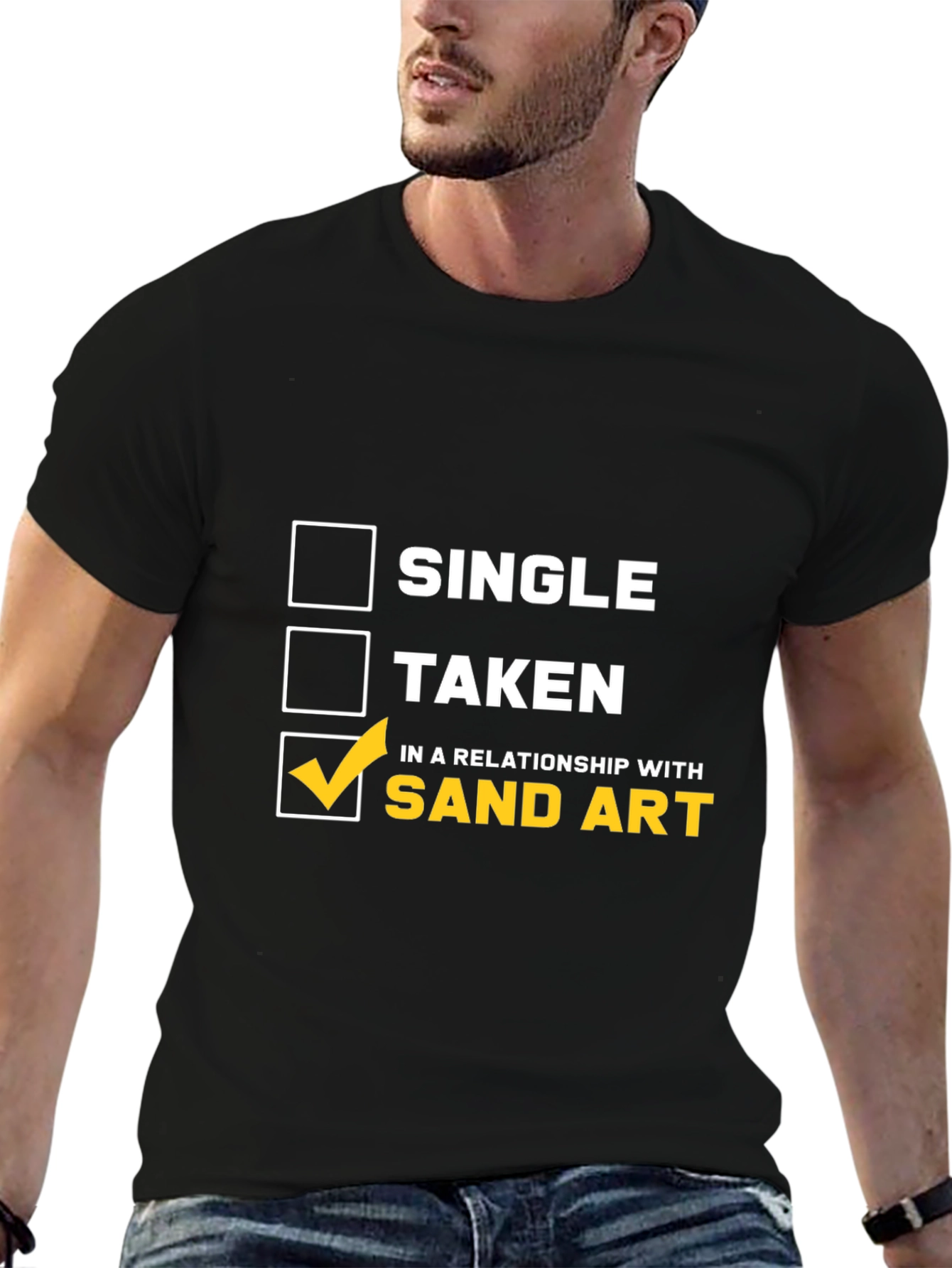 Sand Art Relationship T-Shirt: Single Taken Loving Sand Art