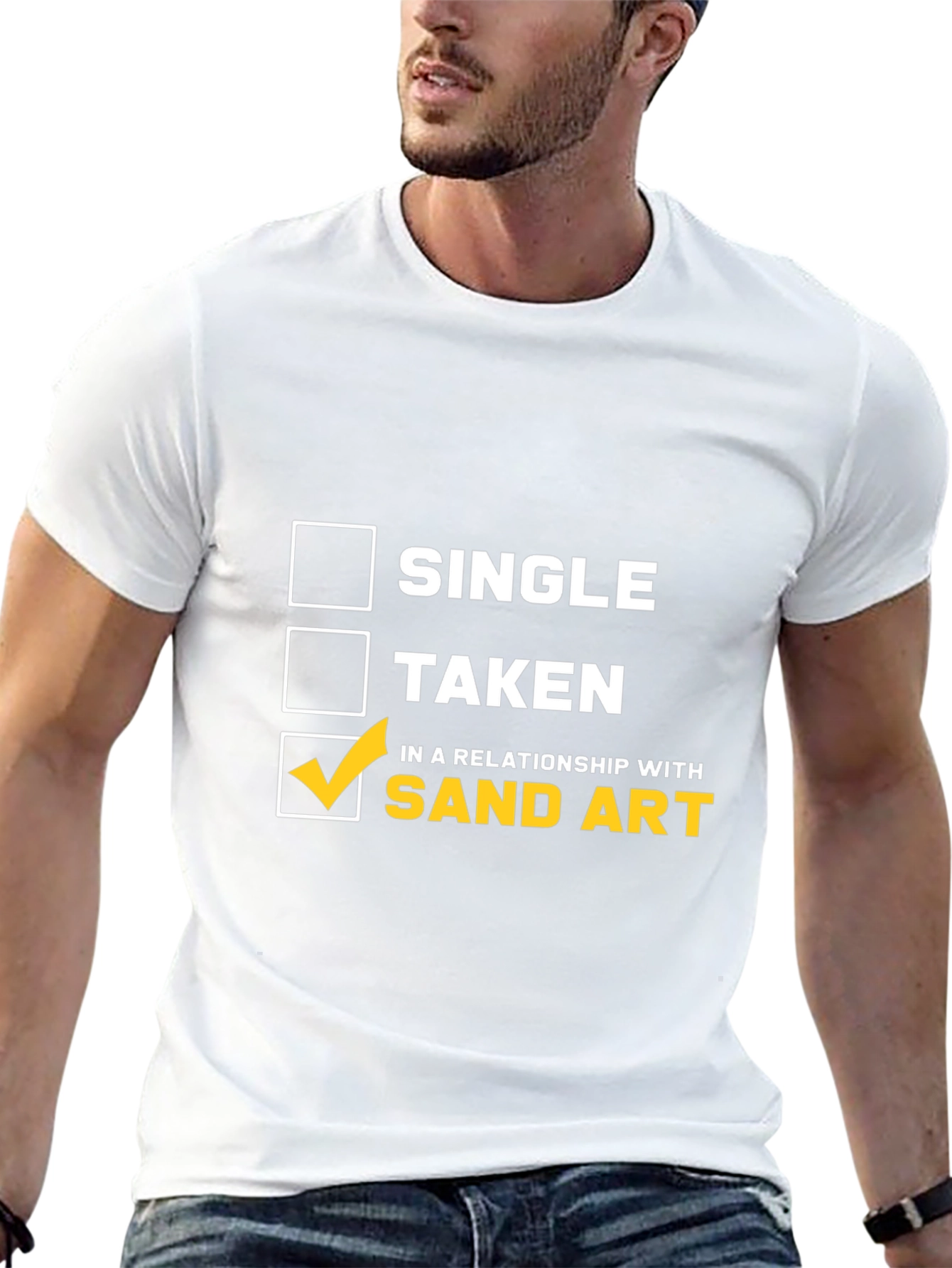 Sand Art Relationship T-Shirt: Single Taken Loving Sand Art