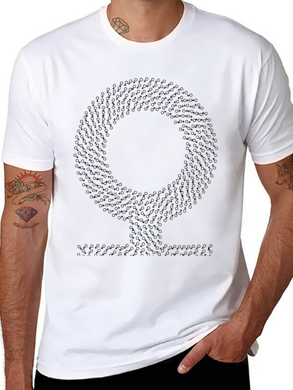 Abstract Geometric Pattern Black T-Shirt