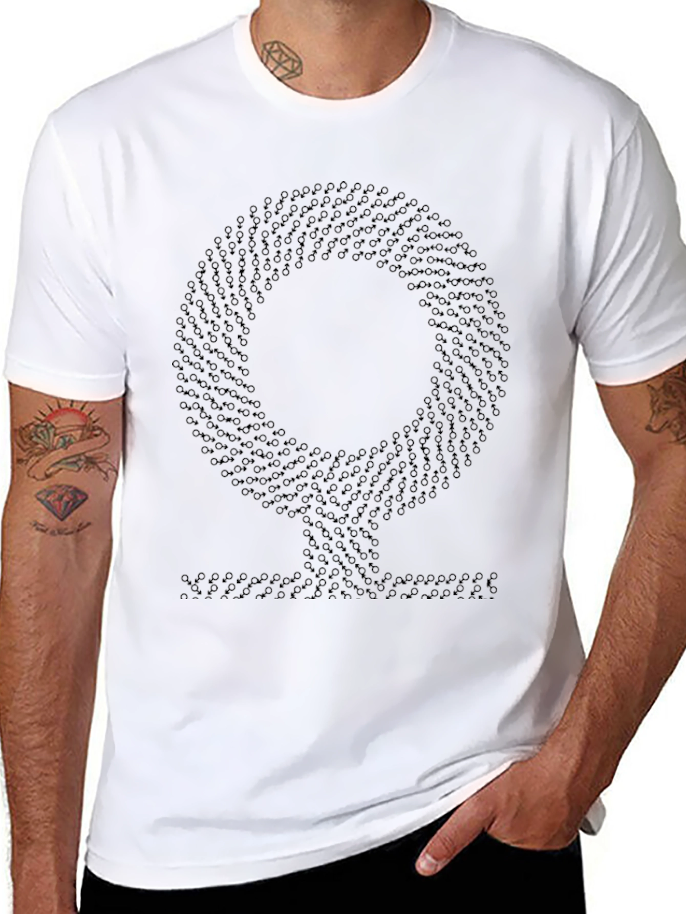 Abstract Geometric Pattern Black T-Shirt