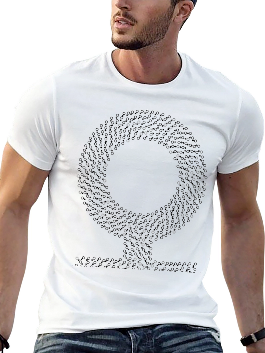 Abstract Geometric Pattern Black T-Shirt
