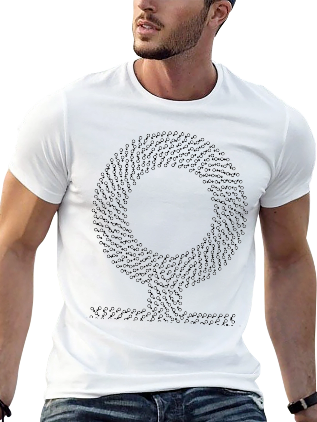 Abstract Geometric Pattern Black T-Shirt
