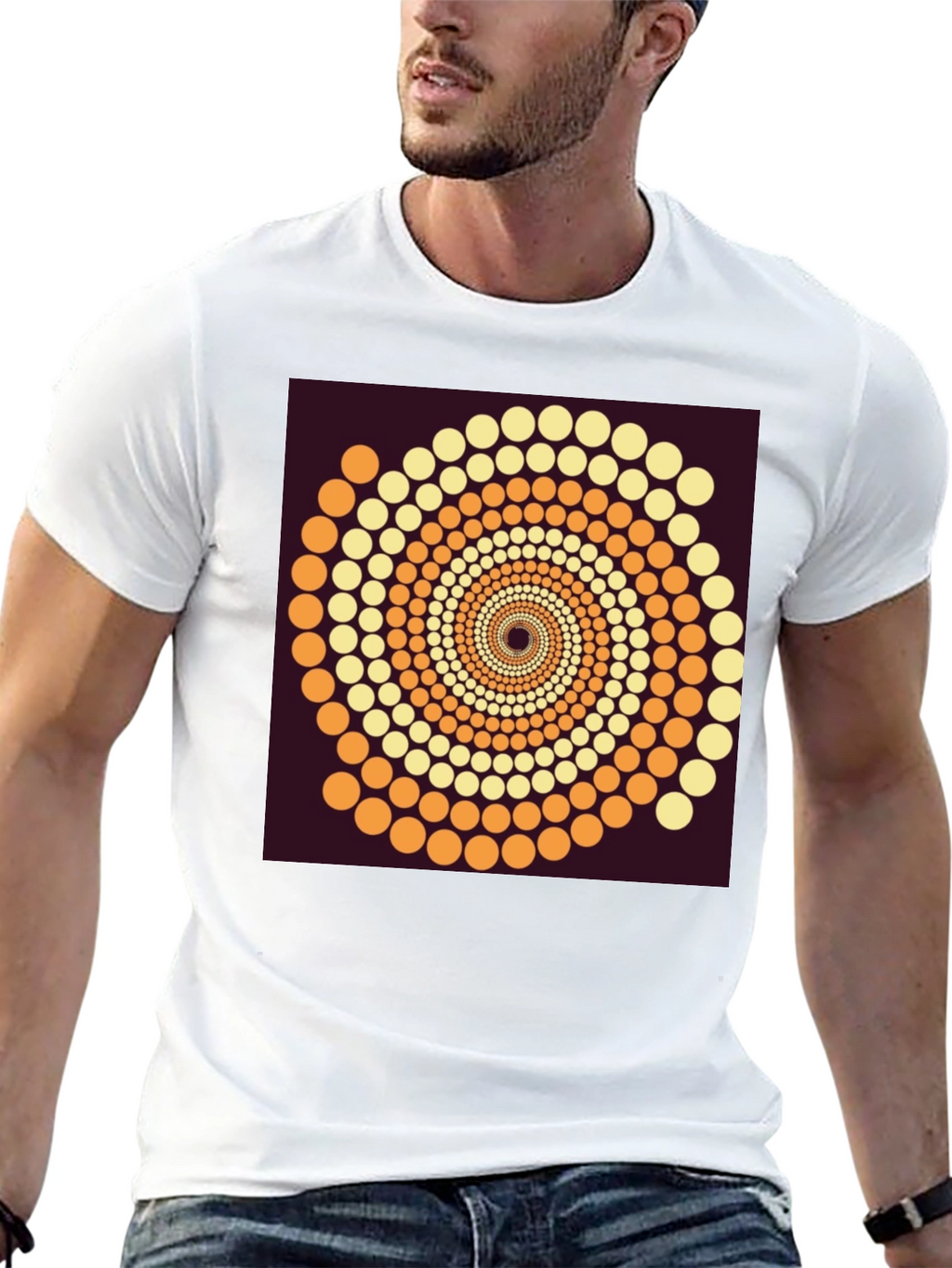 Abstract Dot Swirl Graphic Black T-Shirt