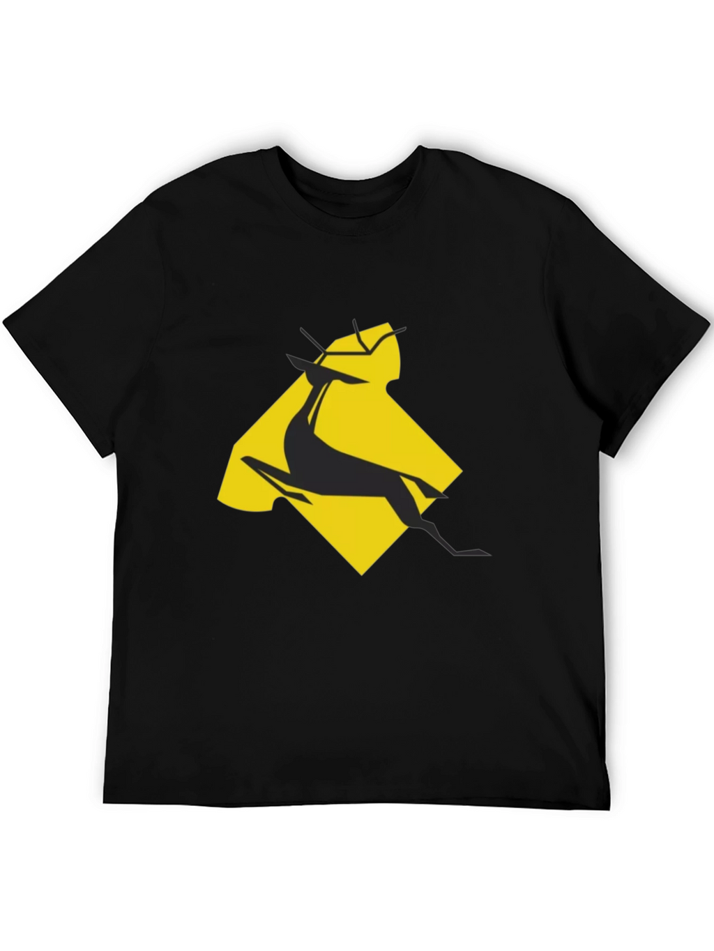 Geometric Gazelle Graphic Tee - Black