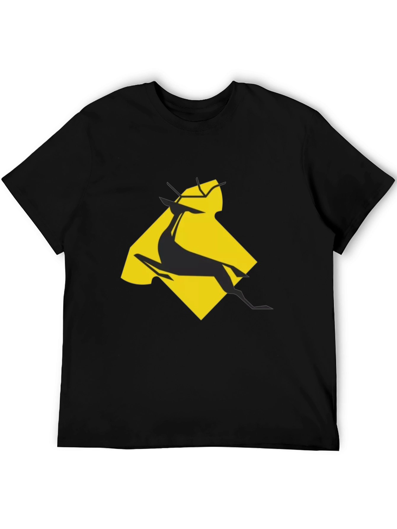 Geometric Gazelle Graphic Tee - Black