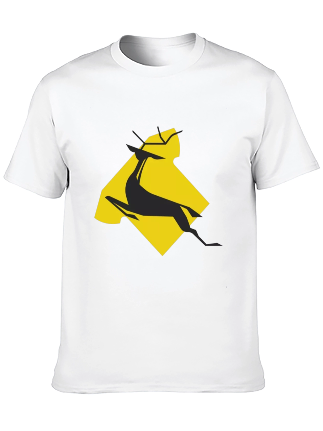 Geometric Gazelle Graphic Tee - Black