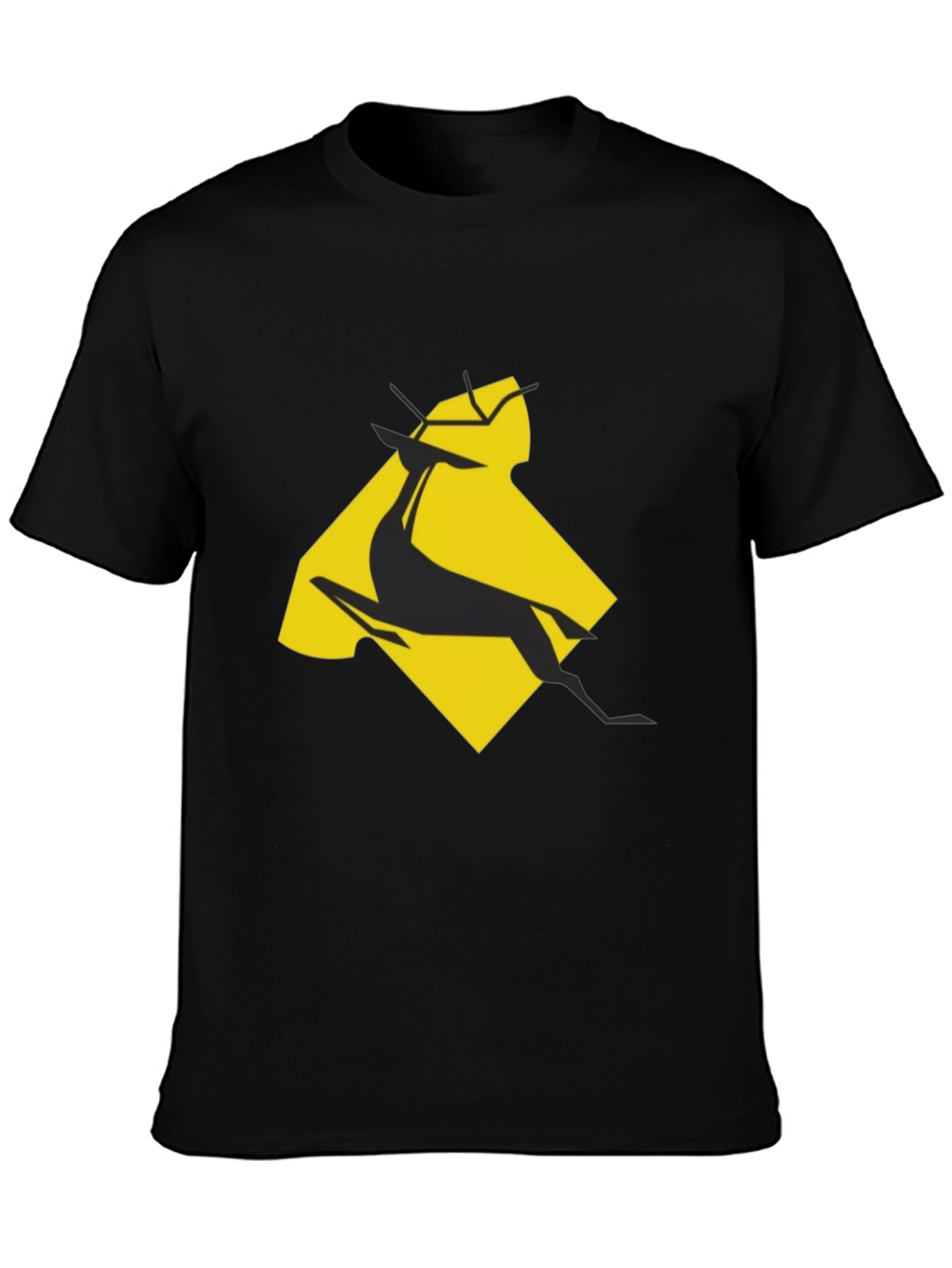 Geometric Gazelle Graphic Tee - Black