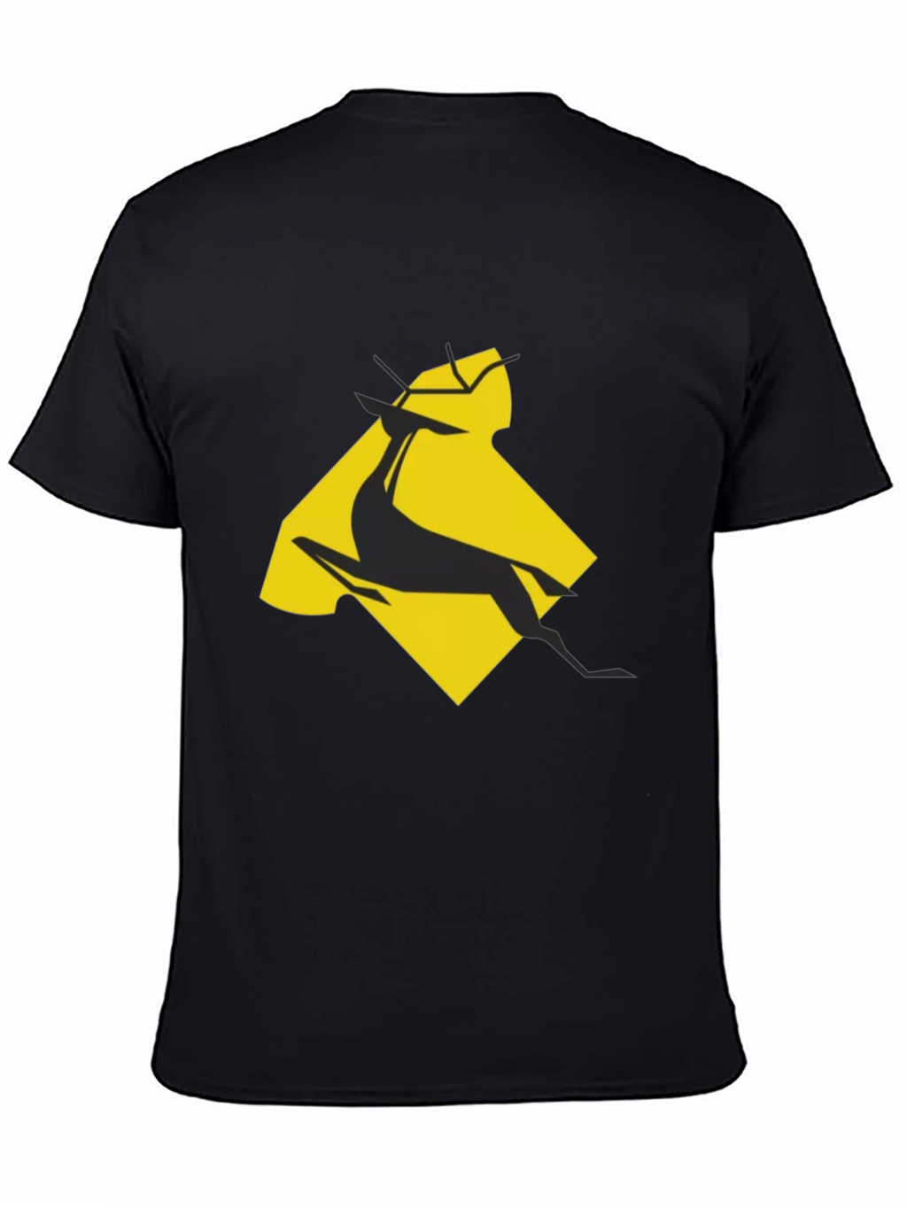 Geometric Gazelle Graphic Tee - Black