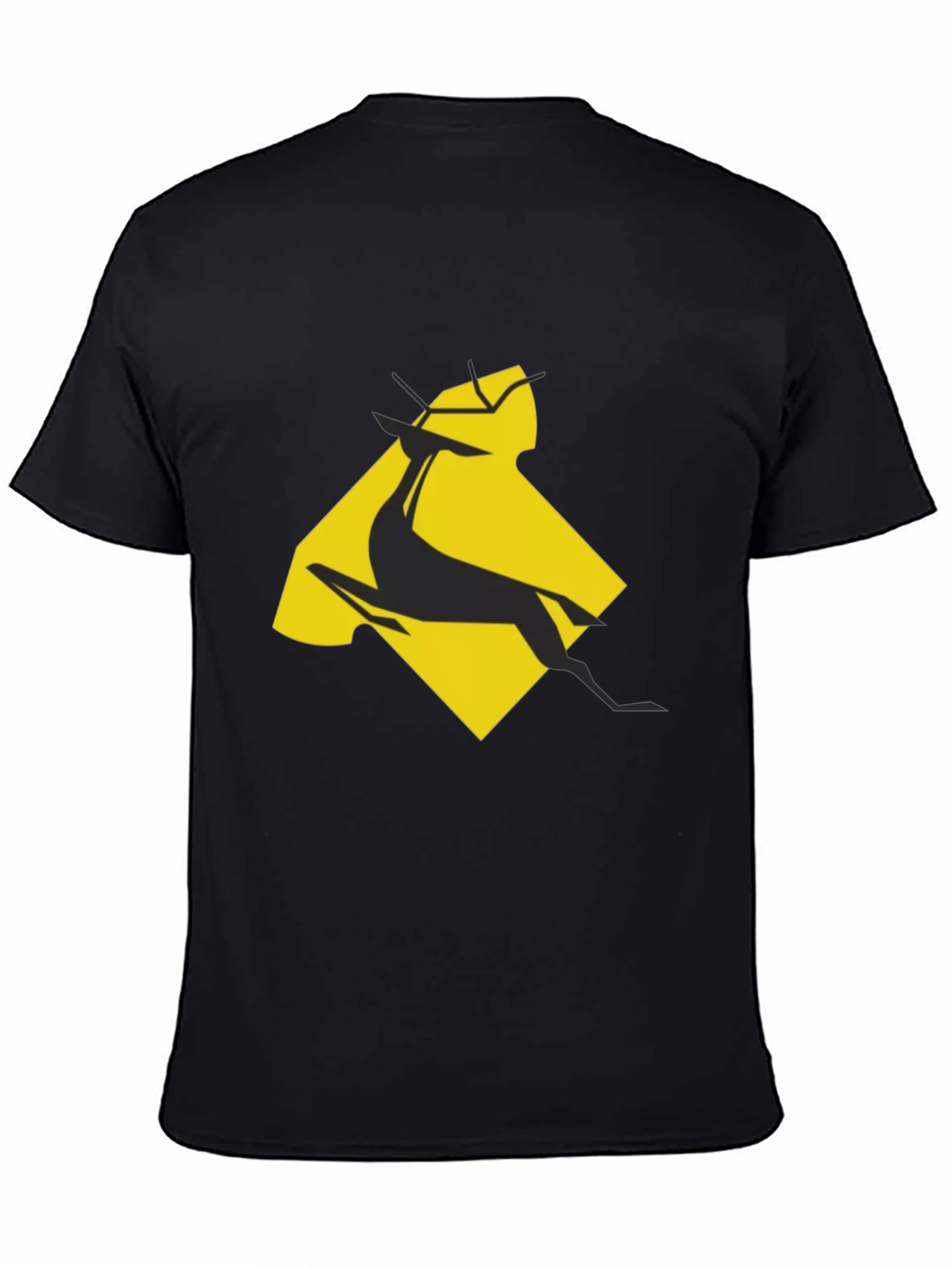 Geometric Gazelle Graphic Tee - Black
