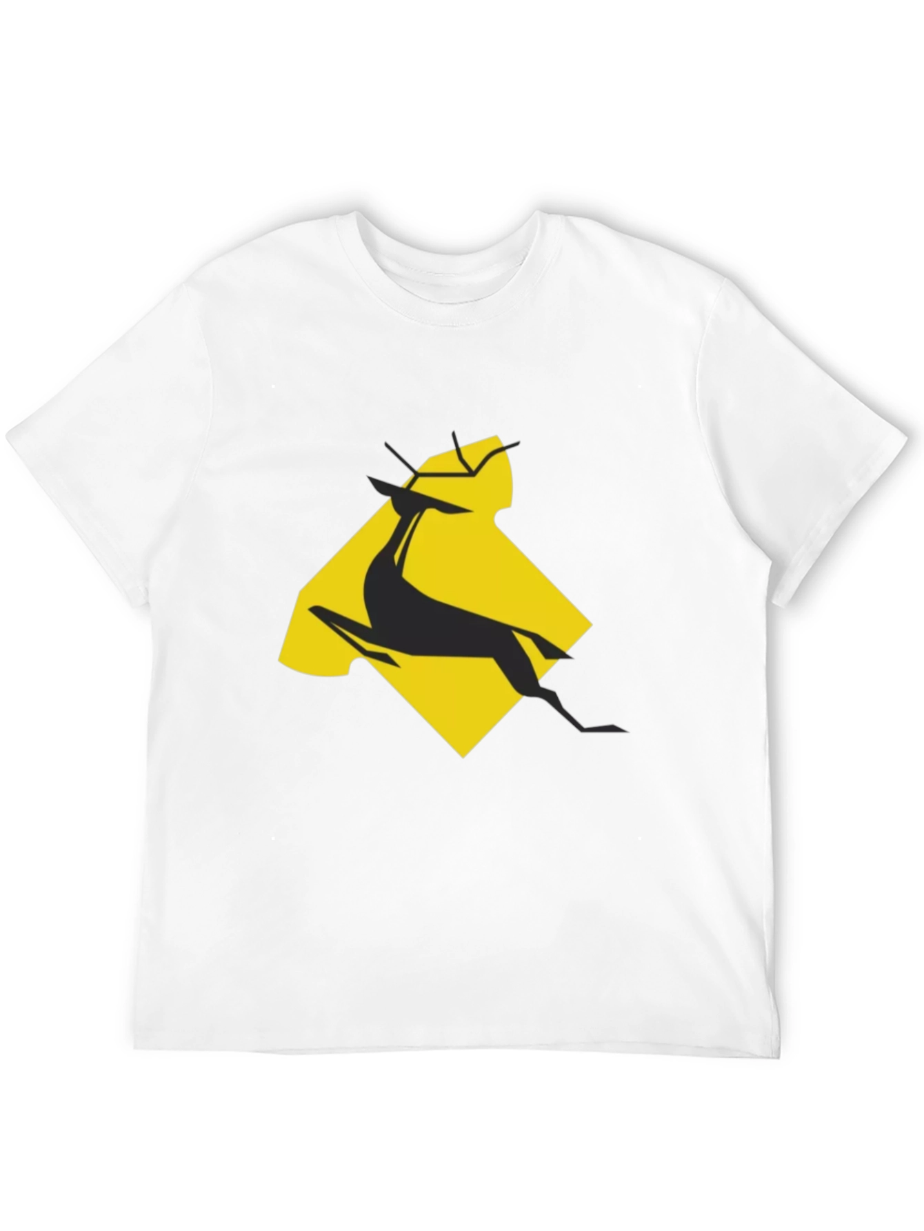 Geometric Gazelle Graphic Tee - Black