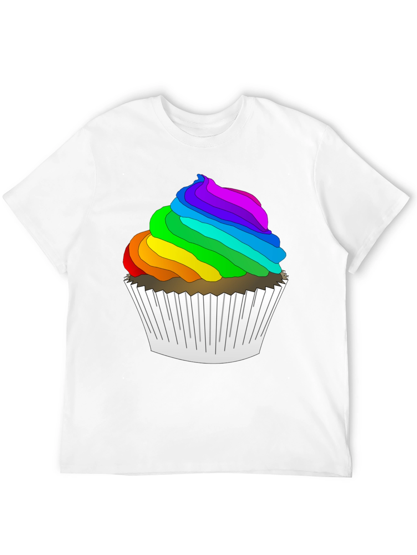 Rainbow Cupcake Graphic T-Shirt - Fun & Festive!