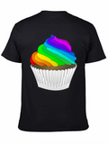 Rainbow Cupcake Graphic T-Shirt - Fun & Festive!