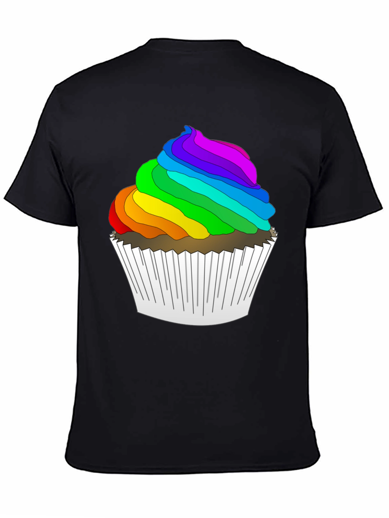 Rainbow Cupcake Graphic T-Shirt - Fun & Festive!